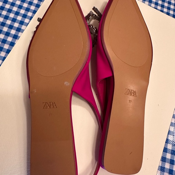 New Zara Magenta Sling Backs with Rhinestone Bow - Picture 2 of 4